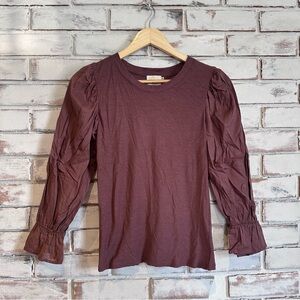 Nation LTD Carly Volume sleeve Pima cotton top size XS